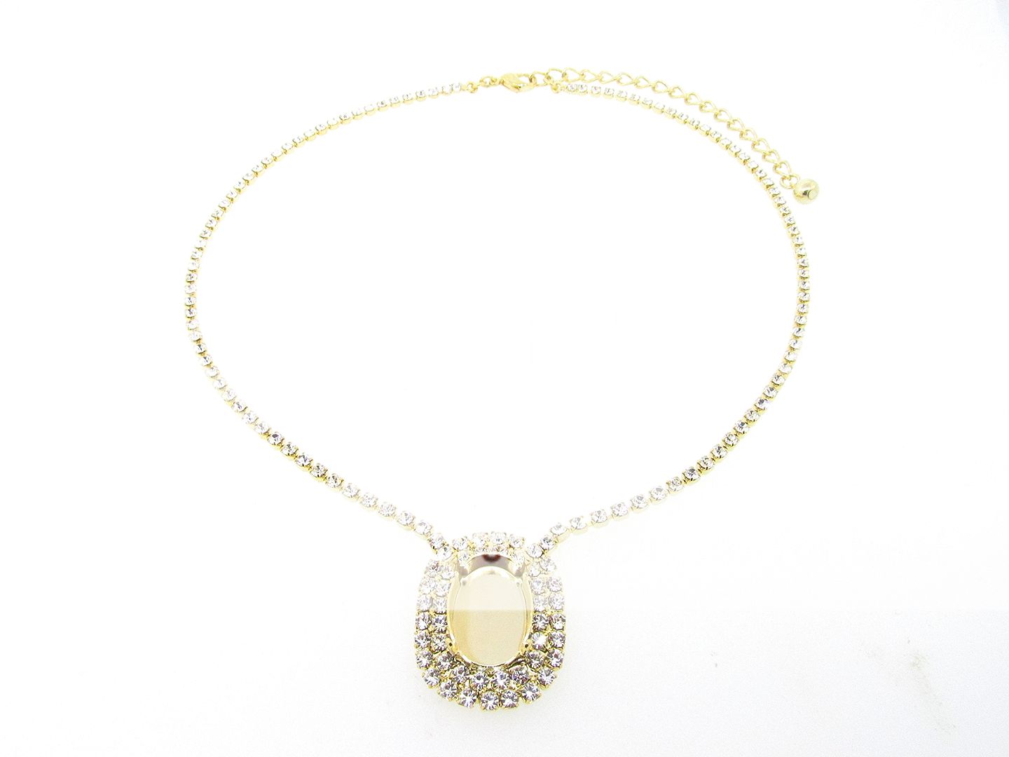 Empty Necklace 18x13mm Oval setting With Crystal Rhinestones