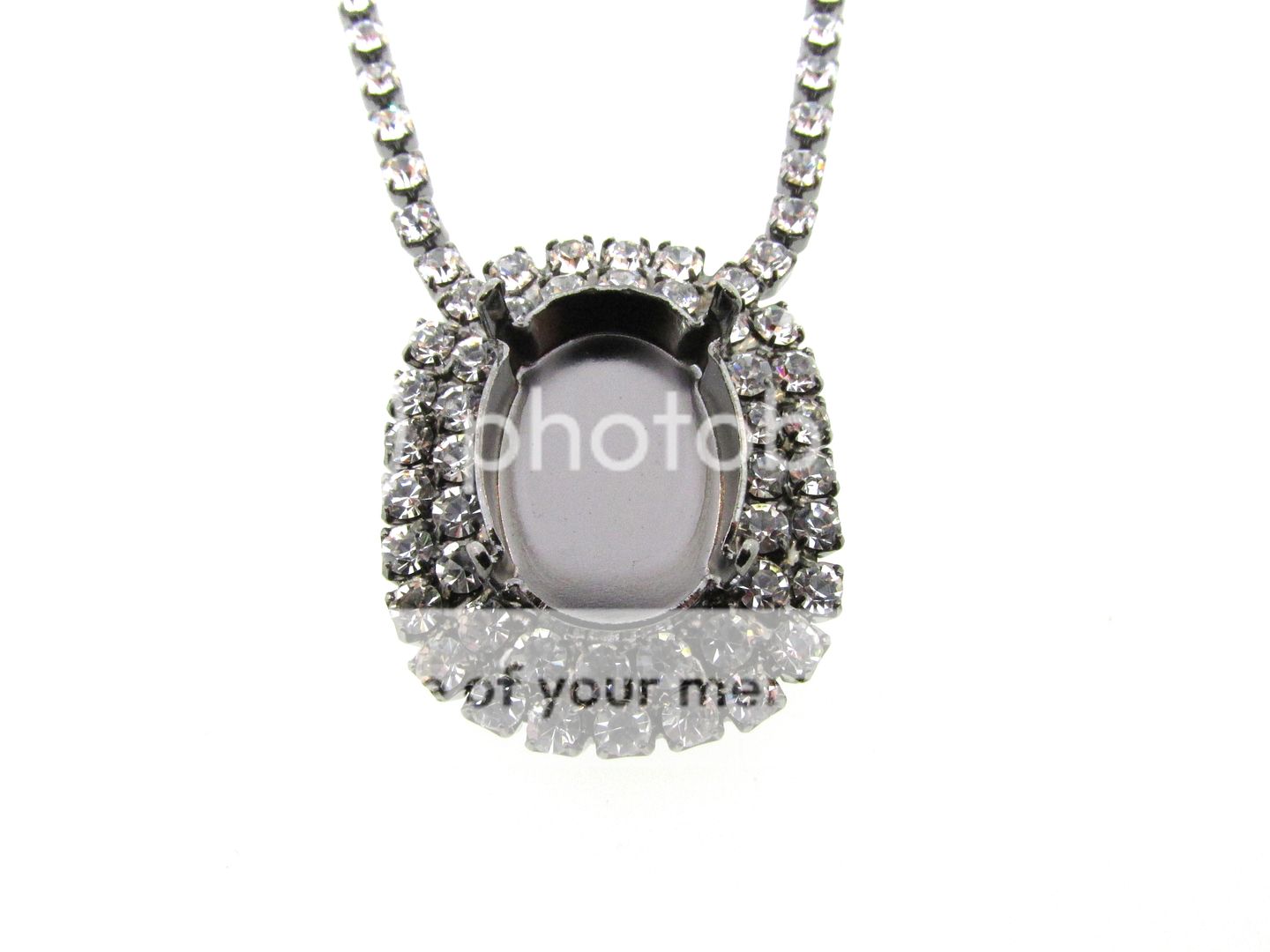 Empty Necklace 18x13mm Oval setting With Crystal Rhinestones
