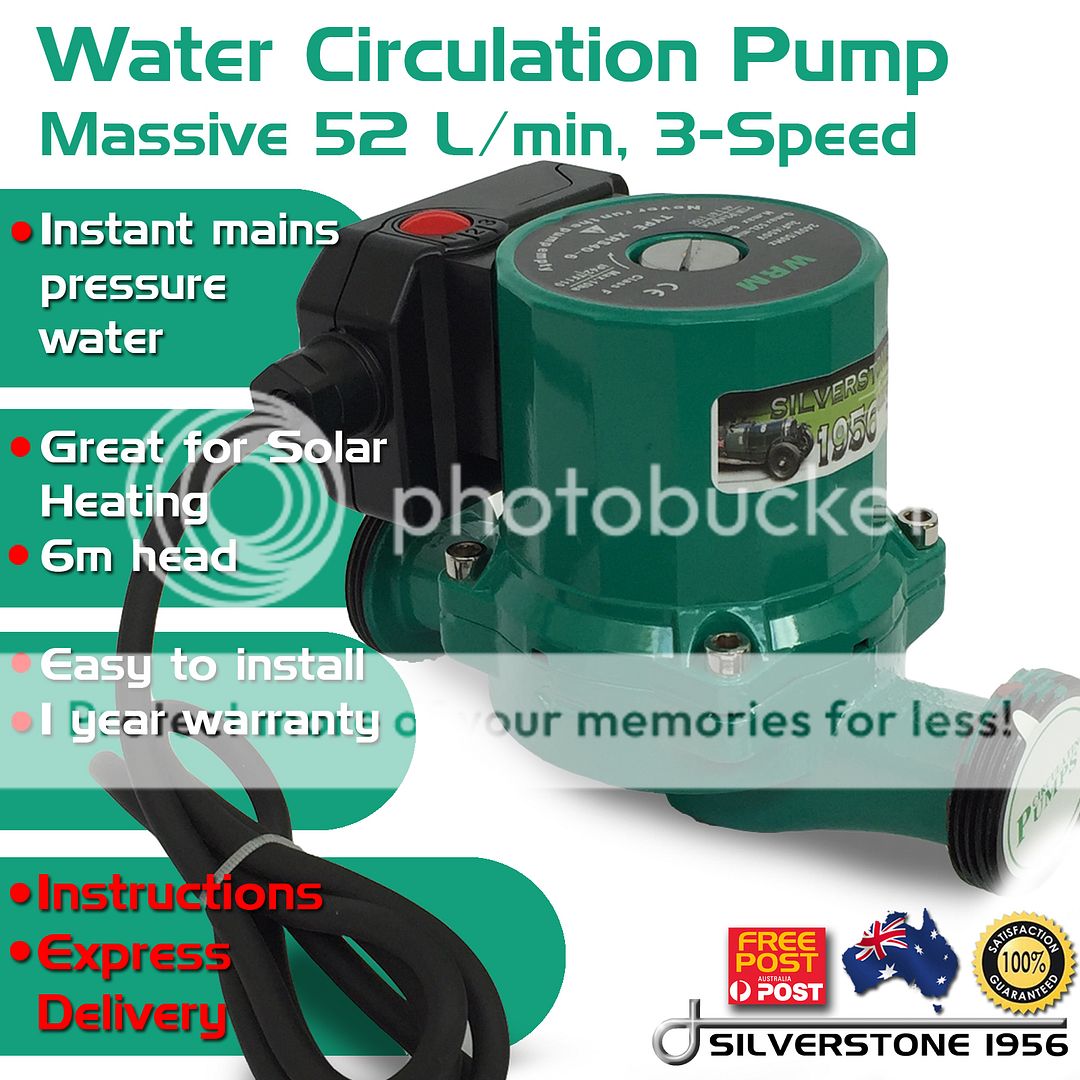 New 3 Speed InLine Hot Water Circulation Heating Booster Solar Pump 1.