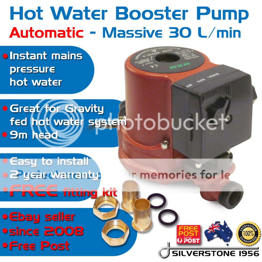 Hot Water Shower AUTOMATIC ON OFF Booster Pump Gravity Fed System 30 L